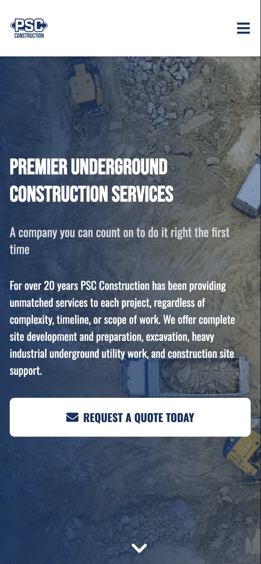 PSC Construction mobile view